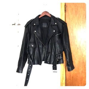 Vintage leather moto jacket
